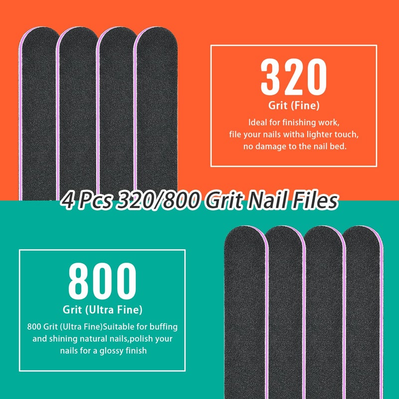 TsMADDTs Nails File 20 PCS Double Sided Emery Board for Natural Acrylic Nails 100 120 180 240 320 800 Grits, Professional Manicure Pedicure Tools - Image 5